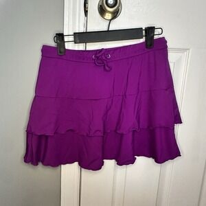 Athleta Women's Fuchsia Purple Ruffled Flirt Skirt Swimsuit Cover Up Sz Small